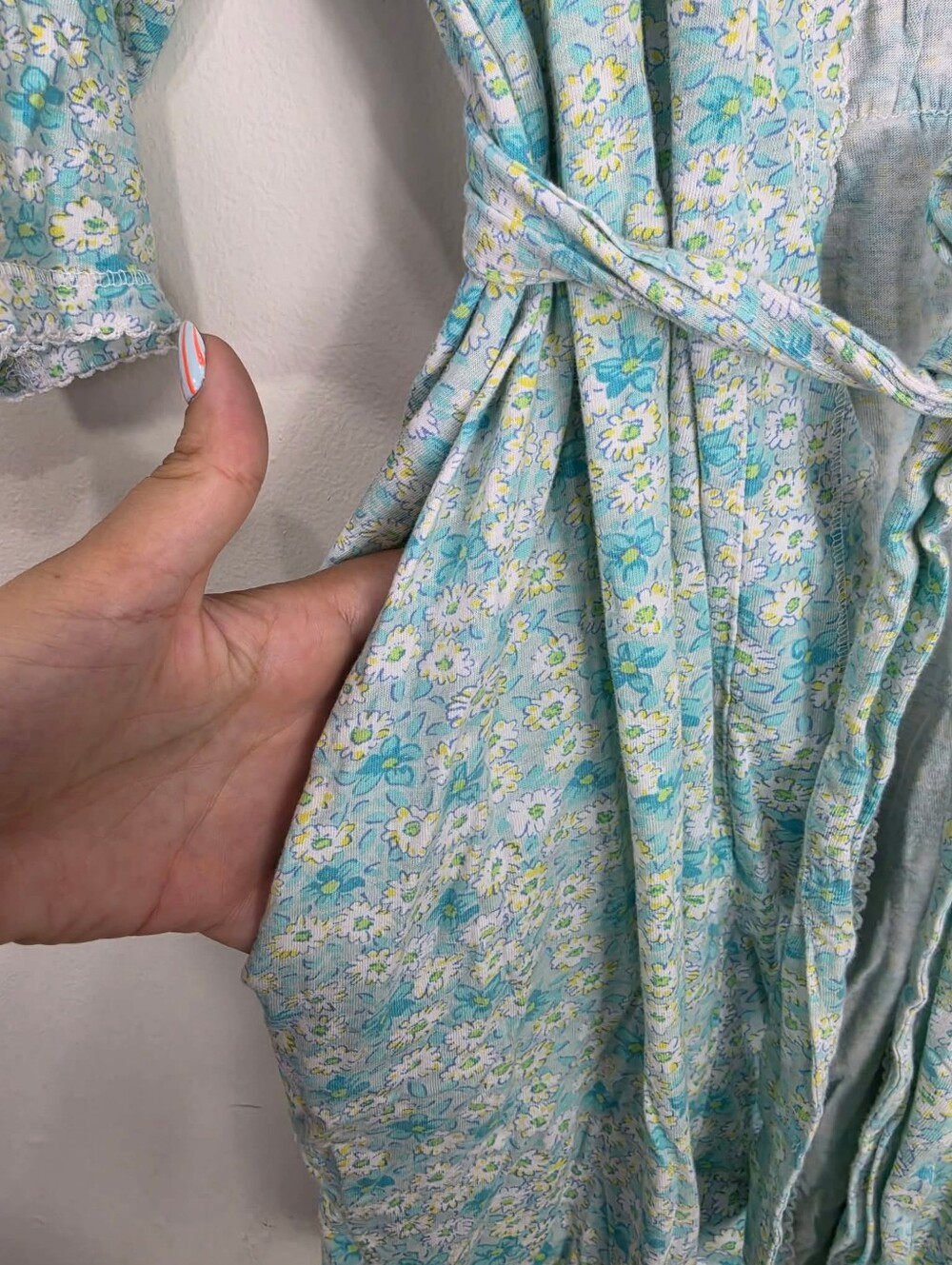 Breakfast In Bed Light Blue Floral Robe - Women's Soft Kimono Robe - Picture 6 of 9